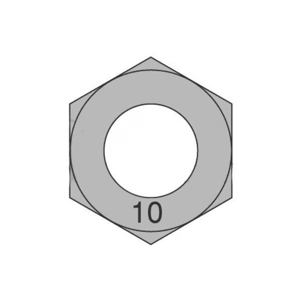 Hex Nut, M10-1.50, Steel, Class 10, Plain, 8 mm Ht, 1500 PK, Newport Fasteners, Mfr#: 166572-BR-1500